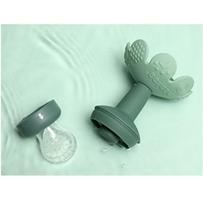 Alimentador Infantil de Silicone + Bandeja Haakaa Flower 4M + SkyBlue - Fácil de limpar